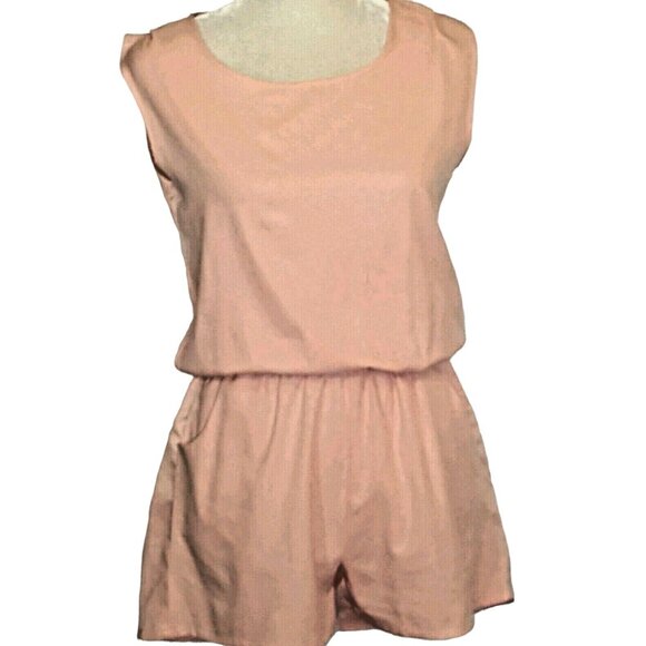 Allegra K Women's Shorts Romper Sleeveless Festival Elastic Waist Peach Medium - Picture 2 of 11
